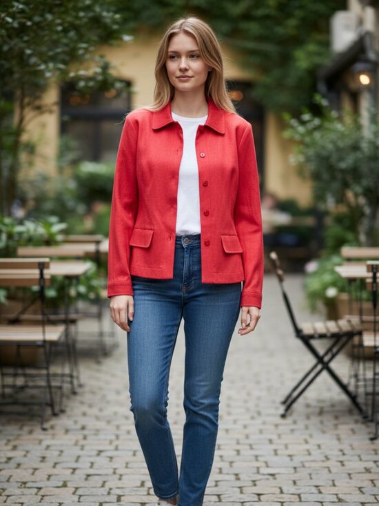 CAbi Jackets & Blazers - CAbi Perfect Red Valentine Linen Blend Button Jacket size XS